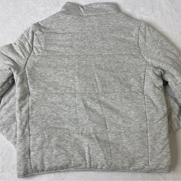 Three Dots Sz Large Light Gray Knit Material Lightweight Puffer Coat Athleisure - Picture 2 of 7